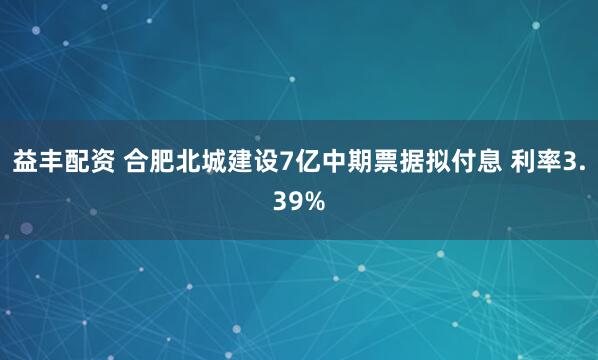 益丰配资 合肥北城建设7亿中期票据拟付息 利率3.39%